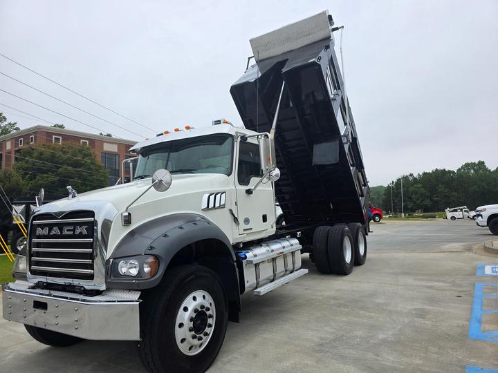 2022 Mack Granite Tandem Dump Truck, front 3/4, body raised
